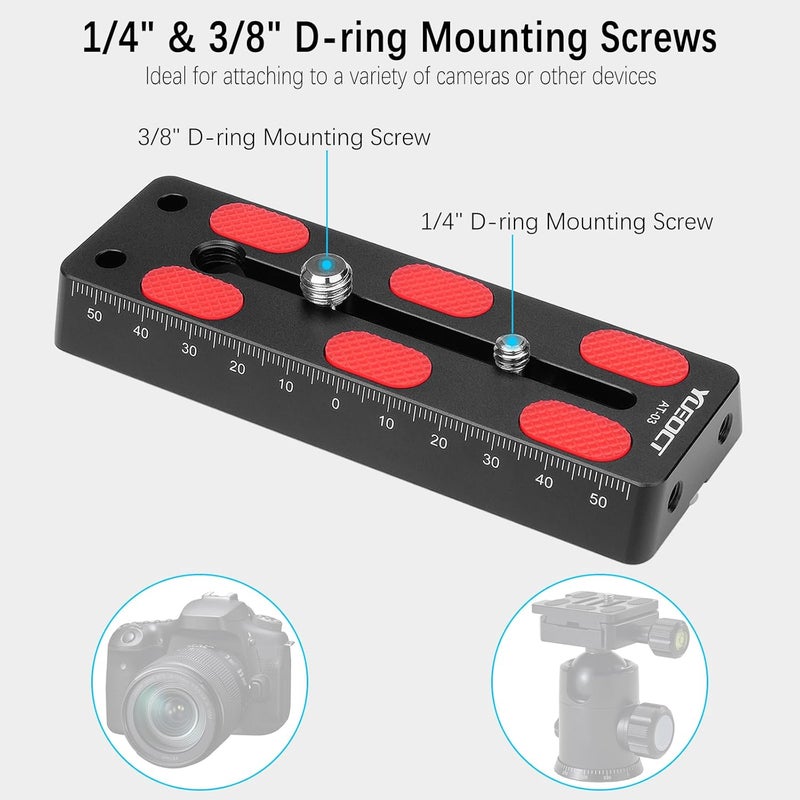 Yueoct 120mm/4.72" Telescope Rail Bar Vixen Style Dovetail Mounting Plate, with 1/4" 3/8" D Ring Camera Screw for Telescope Saddle Mount Base OTA Equatorial Head Tripod Adapter Sky Astrophotography - Image 3